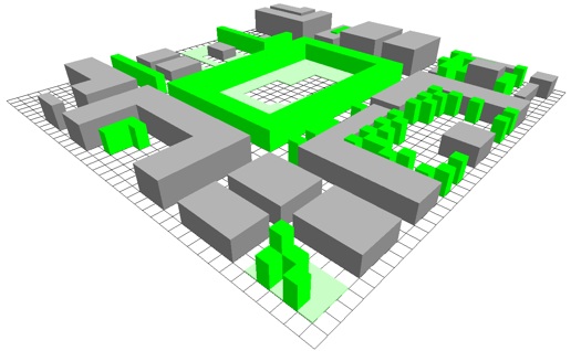 3D View of a simple 2.5 ENVI-met Area 