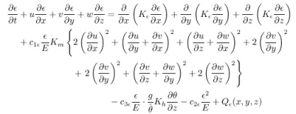 Prognostic equation of dissipation rate of Turbulent Kinetic Energy (ε)